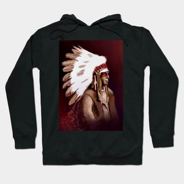 Chief Native Warrior Art | Tribal-Inspired Illustration" Hoodie by Nightfrost